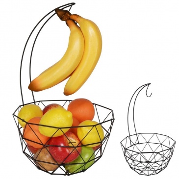 Koszyk na owoce i warzywa z wieszakiem kosz metalowy czarny miska loft