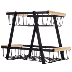 Koszyk na owoce metalowy czarny 2-poziomowy