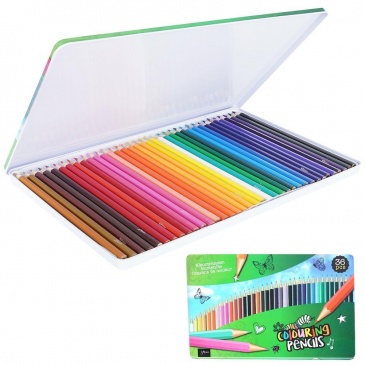 Kredki ołówkowe kolorowe w metalowym pudełku 36 kolorów