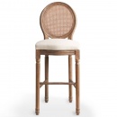 Krzesła barowe 2 szt. len i rattan 48x52x123 cm kremowe
