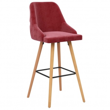 Krzesła barowe, 2 szt., winna czerwień, obite aksamitem