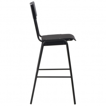 Krzesła barowe, 4 szt., czarne, sklejka i stal