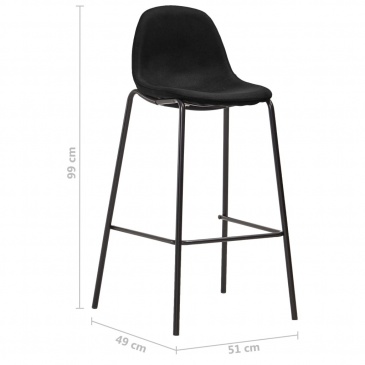 Krzesła barowe 4 szt. czarne tapicerowane tkaniną