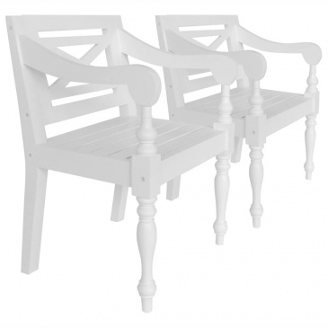 Krzesła do kuchni Batavia 2 szt. lite drewno mahoniowe białe