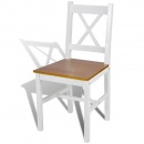 Krzesła do kuchni 2 szt. drewniane kolor biały i naturalny