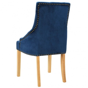 Krzesła do jadalni 2 szt. drewno dębowe i niebieski aksamit