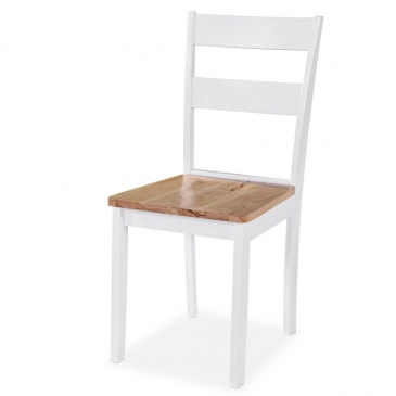 Krzesła do kuchni 2 szt. drewno kauczukowca białe