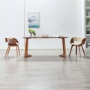 Krzesła do jadalni 2 szt, kremowe gięte drewno i ekoskóra