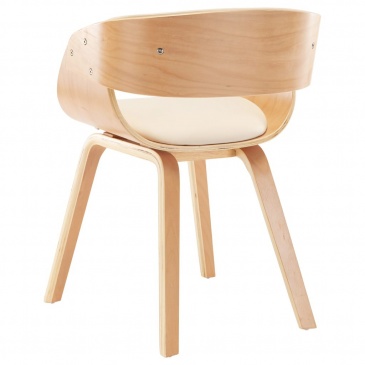 Krzesła do jadalni 2 szt. kremowe gięte drewno i ekoskóra