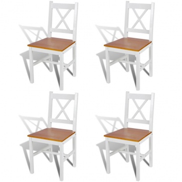 Krzesła do kuchni 4 szt. drewniane kolor biały i naturalny