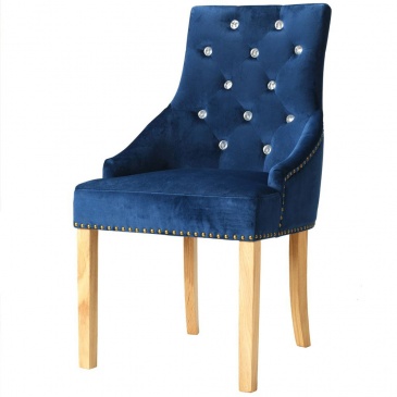 Krzesła do jadalni 4 szt. drewno dębowe niebieski aksamit