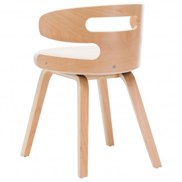 Krzesła do jadalni 4 szt. kremowe gięte drewno i ekoskóra