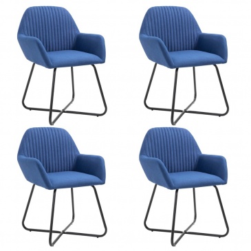 Krzesła do salonu 4 szt. niebieskie tapicerowane tkaniną