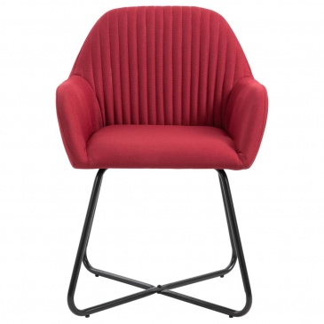Krzesła do salonu 6 szt. czerwone wino tapicerowane tkaniną