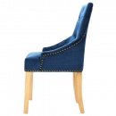 Krzesła do jadalni, 6 szt., drewno dębowe i niebieski aksamit