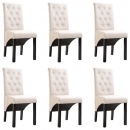 Krzesła do jadalni 6 szt. kremowe tapicerowane tkaniną