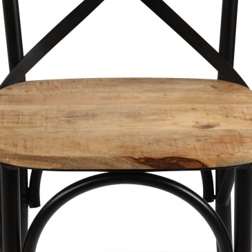 Krzesła do kuchni krzyżowe 4 szt. czarne lite drewno mango