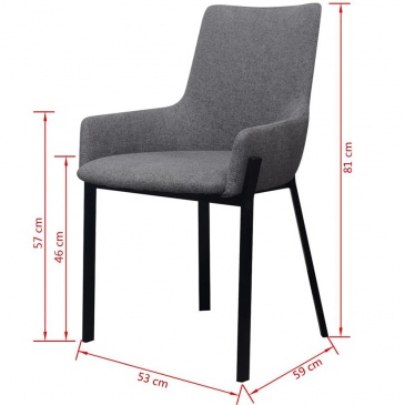 Krzesła do jadalni tapicerowane tkaniną 2 szt. jasnoszare