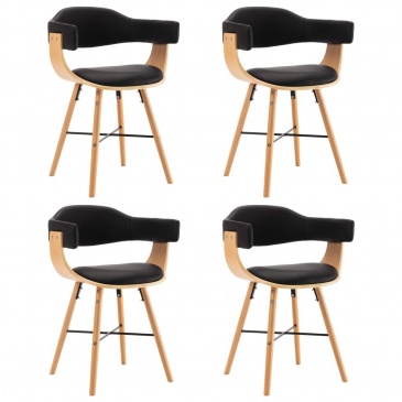 Krzesła jadalniane, 4 szt., czarne, ekoskóra i gięte drewno