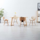 Krzesła jadalniane, 4 szt., kremowe, ekoskóra i gięte drewno
