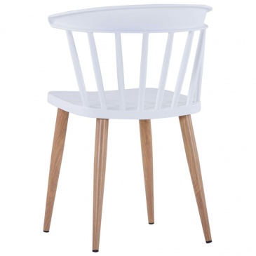 Krzesła do kuchni 6 szt. białe plastik i stal
