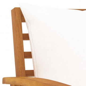 Krzesła ogrodowe, 2 szt., kremowe poduszki, drewno akacjowe