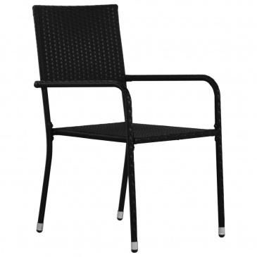 Krzesła ogrodowe, 4 szt., polirattan, czarne