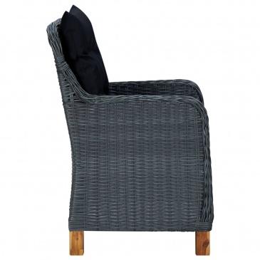 Krzesła ogrodowe z poduszkami, 2 szt., polirattan, ciemnoszare
