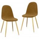 Krzesła stołowe, 2 szt., brązowe, obite aksamitem
