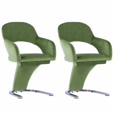 Krzesła stołowe, 2 szt., zielone, aksamitne
