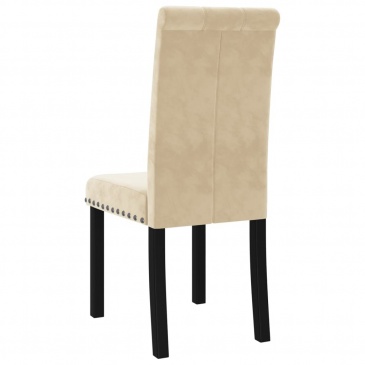 Krzesła stołowe, 4 szt., kremowe, obite aksamitem