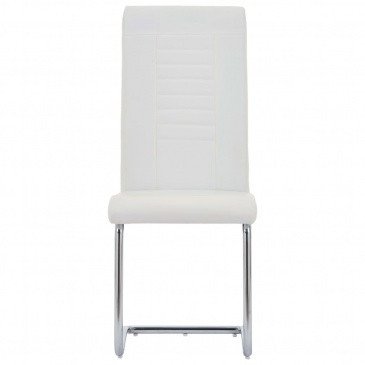 Krzesła stołowe, wspornikowe, 4 szt., białe, sztuczna skóra
