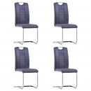 Krzesła konferencyjne wspornikowe 4 szt. szare sztuczny zamsz