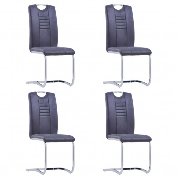 Krzesła konferencyjne wspornikowe 4 szt. szare sztuczny zamsz