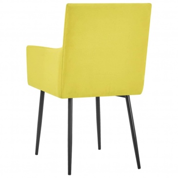 Krzesła do salonu z podłokietnikami 2 szt. żółte obite tkaniną
