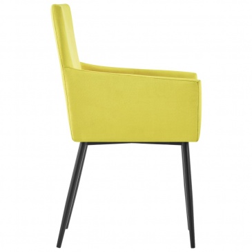 Krzesła do salonu z podłokietnikami 6 szt. żółte obite tkaniną