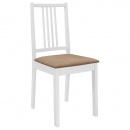 Krzesła do kuchni z poduszkami 4 szt. białe lite drewno