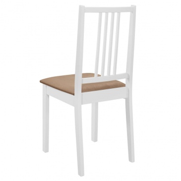 Krzesła do kuchni z poduszkami 6 szt. białe lite drewno