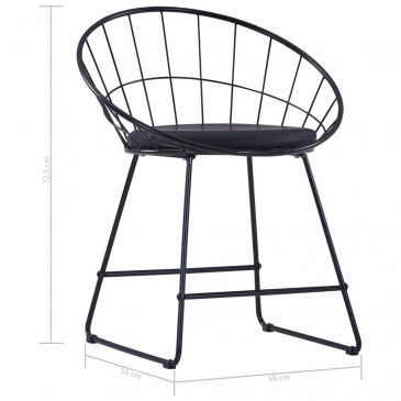 Krzesła do kuchni z siedziskami ze sztucznej skóry 4 szt. czarne stal