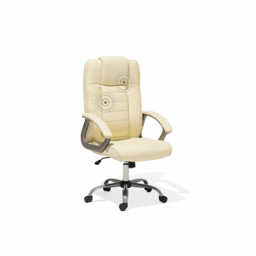 Krzesło biurowe beżowe skóra ekologiczna funkcja masażu Riva II