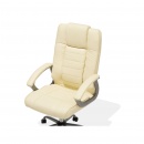 Krzesło biurowe beżowe skóra ekologiczna funkcja masażu Riva II