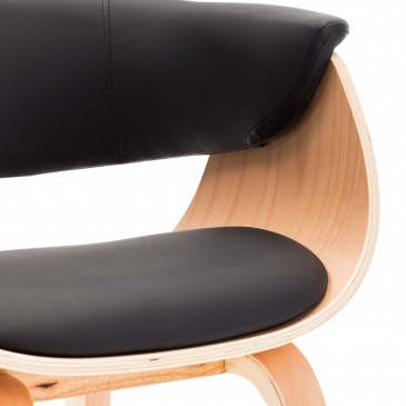 Krzesło do salonu czarne gięte drewno i sztuczna skóra