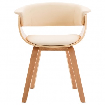 Krzesło do salonu kremowe gięte drewno i sztuczna skóra