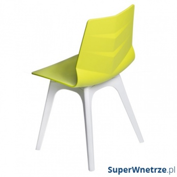 Krzesło Leaf limonkowe, podst. biała