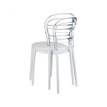 Krzesło Mis Bibi białe siedzisko transparentne oparcie