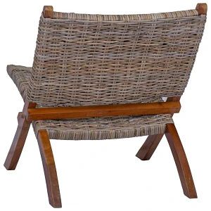 Krzesło naturalny rattan kubu i lite drewno mahoniowe