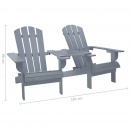 Krzesło ogrodowe Adirondack, lite drewno jodłowe, szare