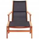 Krzesło ogrodowe z podnóżkiem, czarne, eukaliptus i textilene