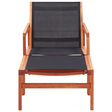 Krzesło ogrodowe z podnóżkiem, eukaliptus i textilene