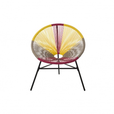 Krzesło rattanowe różowo-żółto-beżowe ACAPULCO